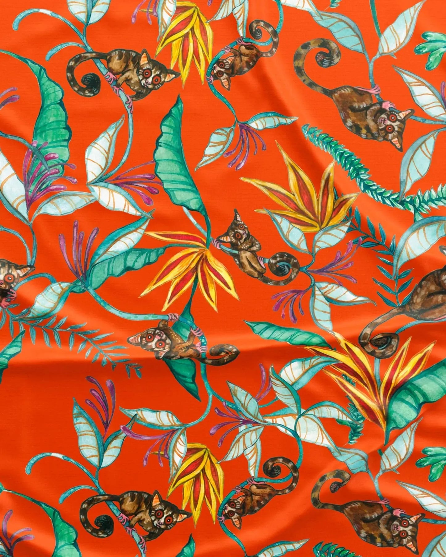 Womens Lounge Pants - Night Monkeys Orange Woodstock Laundry