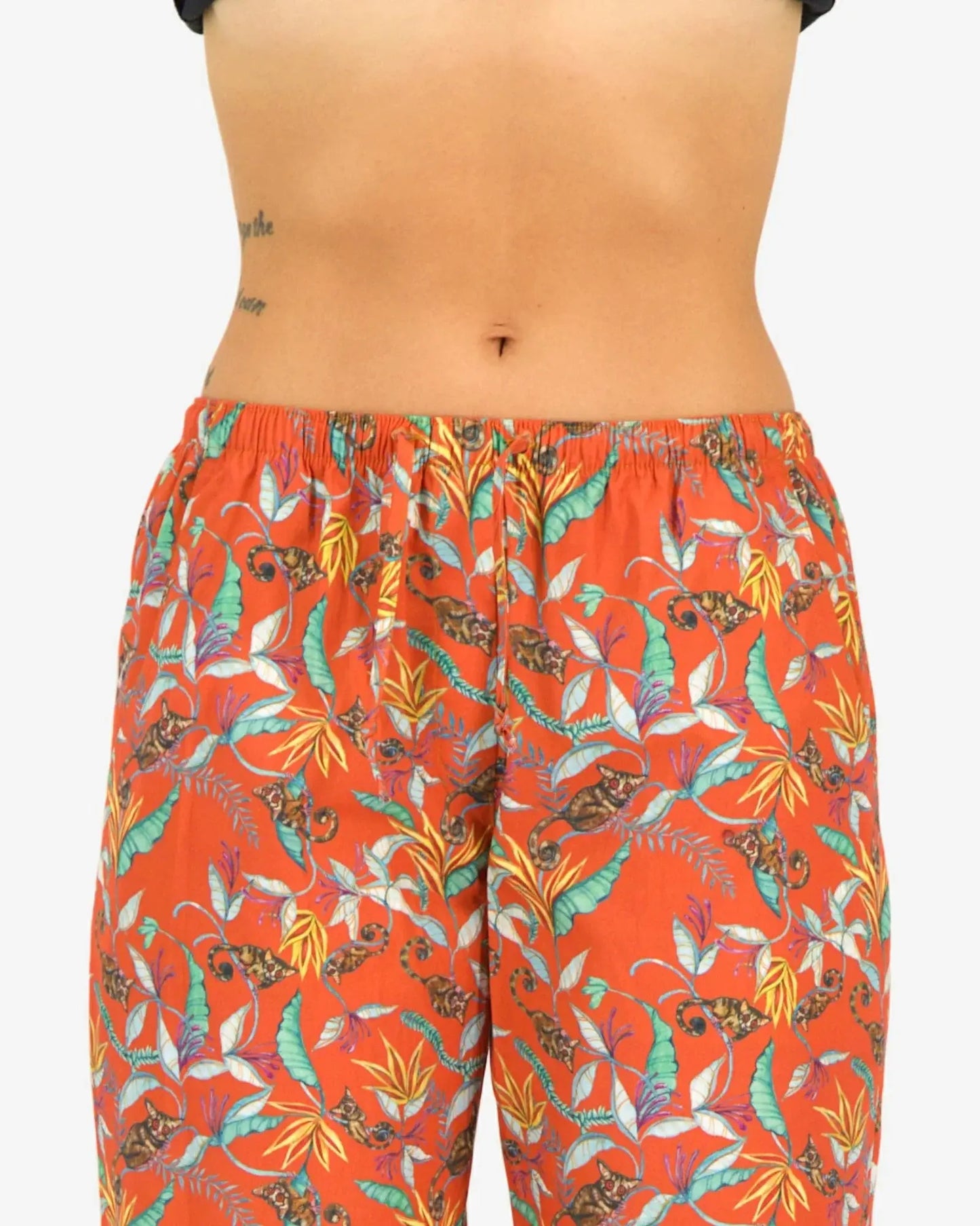 Womens Lounge Pants - Night Monkeys Orange Woodstock Laundry