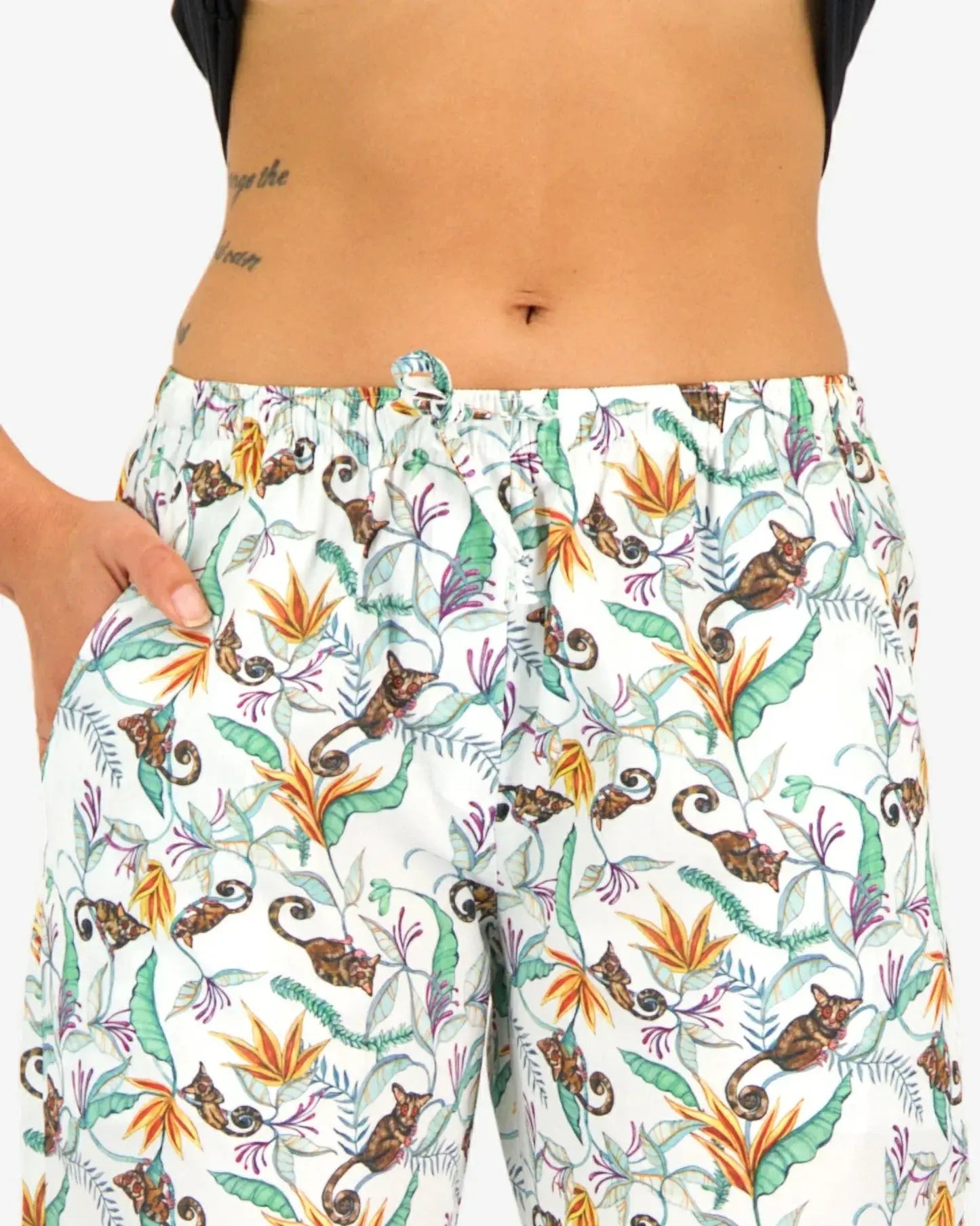 Womens Lounge Pants - Night Monkeys White Woodstock Laundry