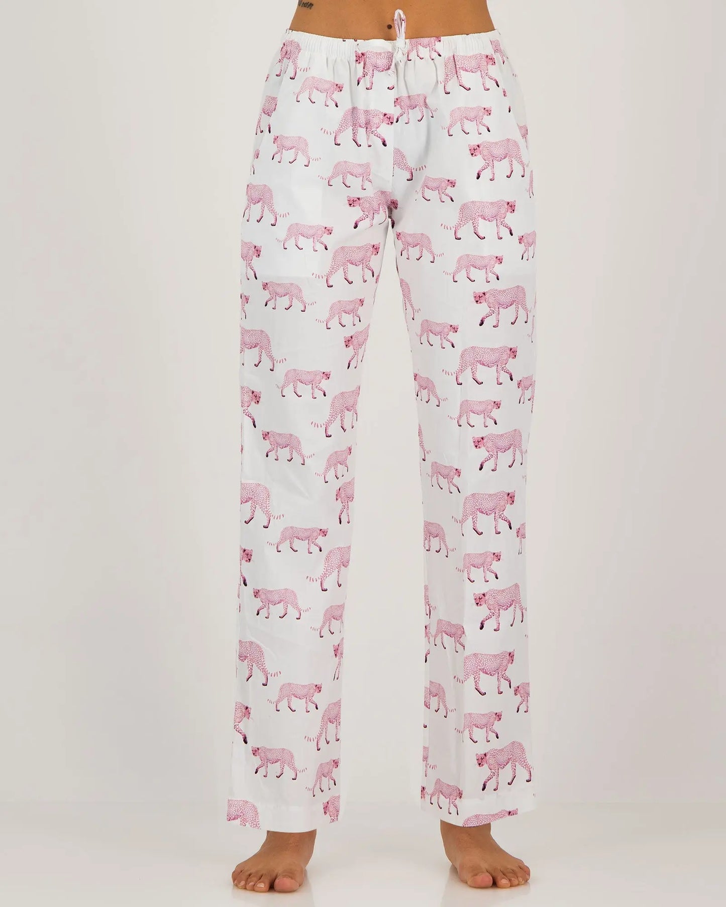 Womens Lounge Pants - Pink Cheetahs Woodstock Laundry
