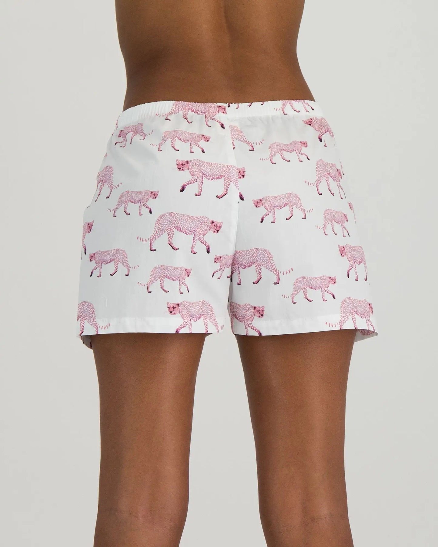 Womens Lounge Shorts - Pink Cheetahs Woodstock Laundry