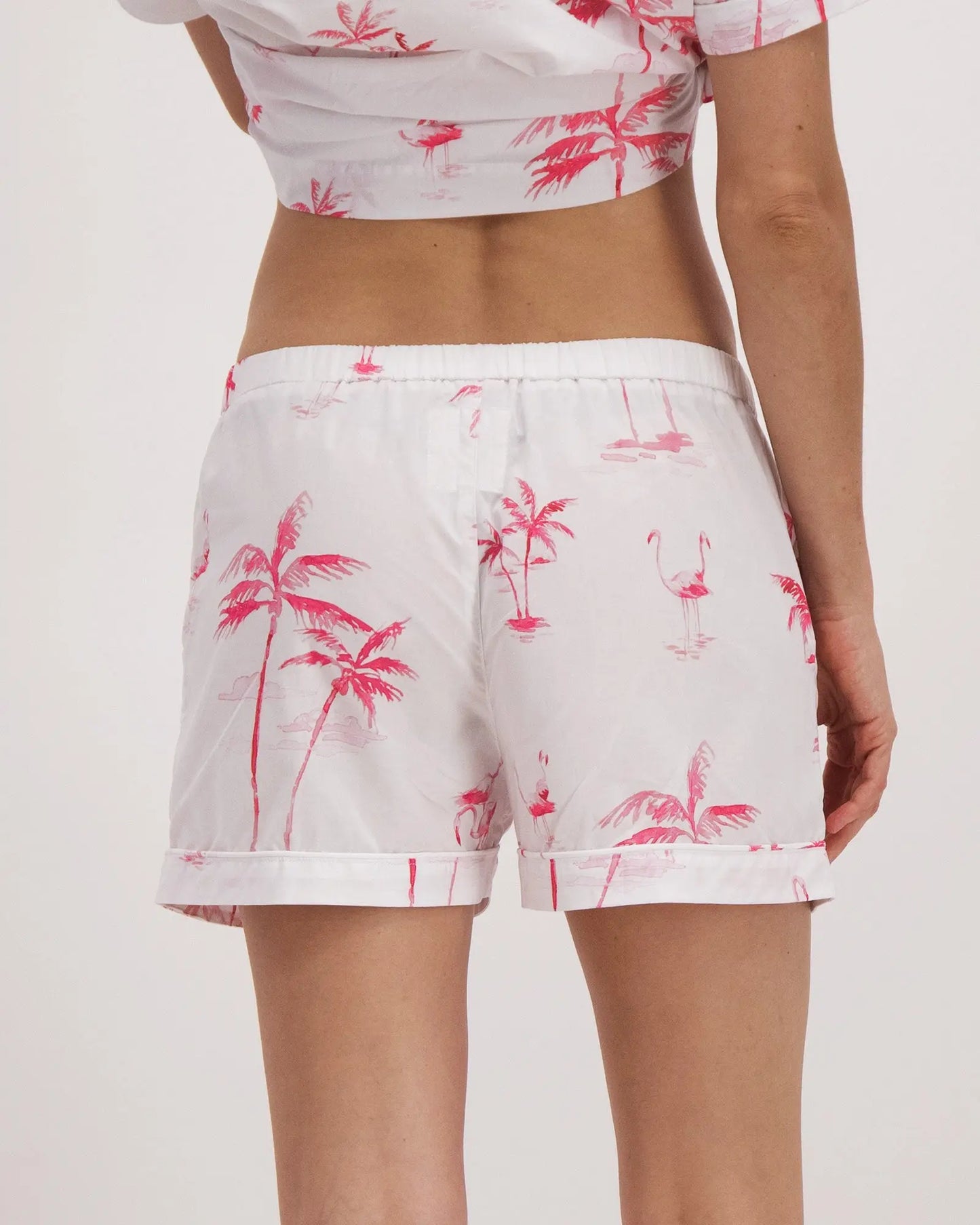Womens Lounge Shorts - Pink Palms Woodstock Laundry