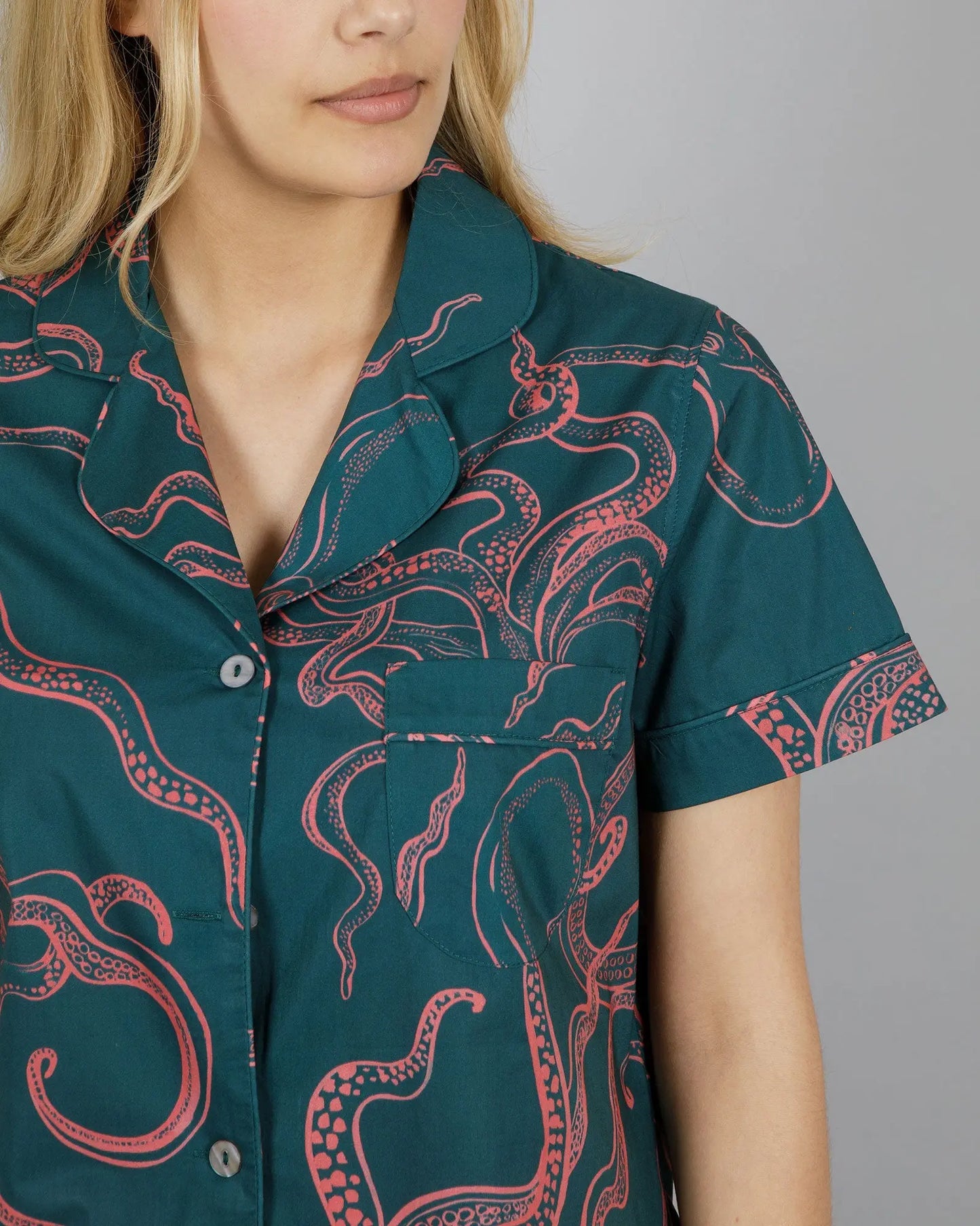Womens Short Pyjamas - Octopus Pink Woodstock Laundry