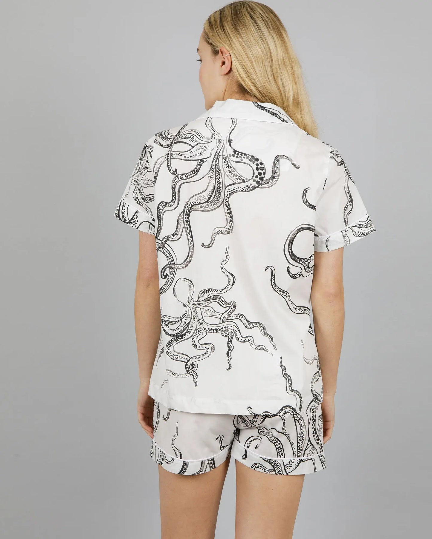 Womens Short Pyjamas - Octopus White Woodstock Laundry