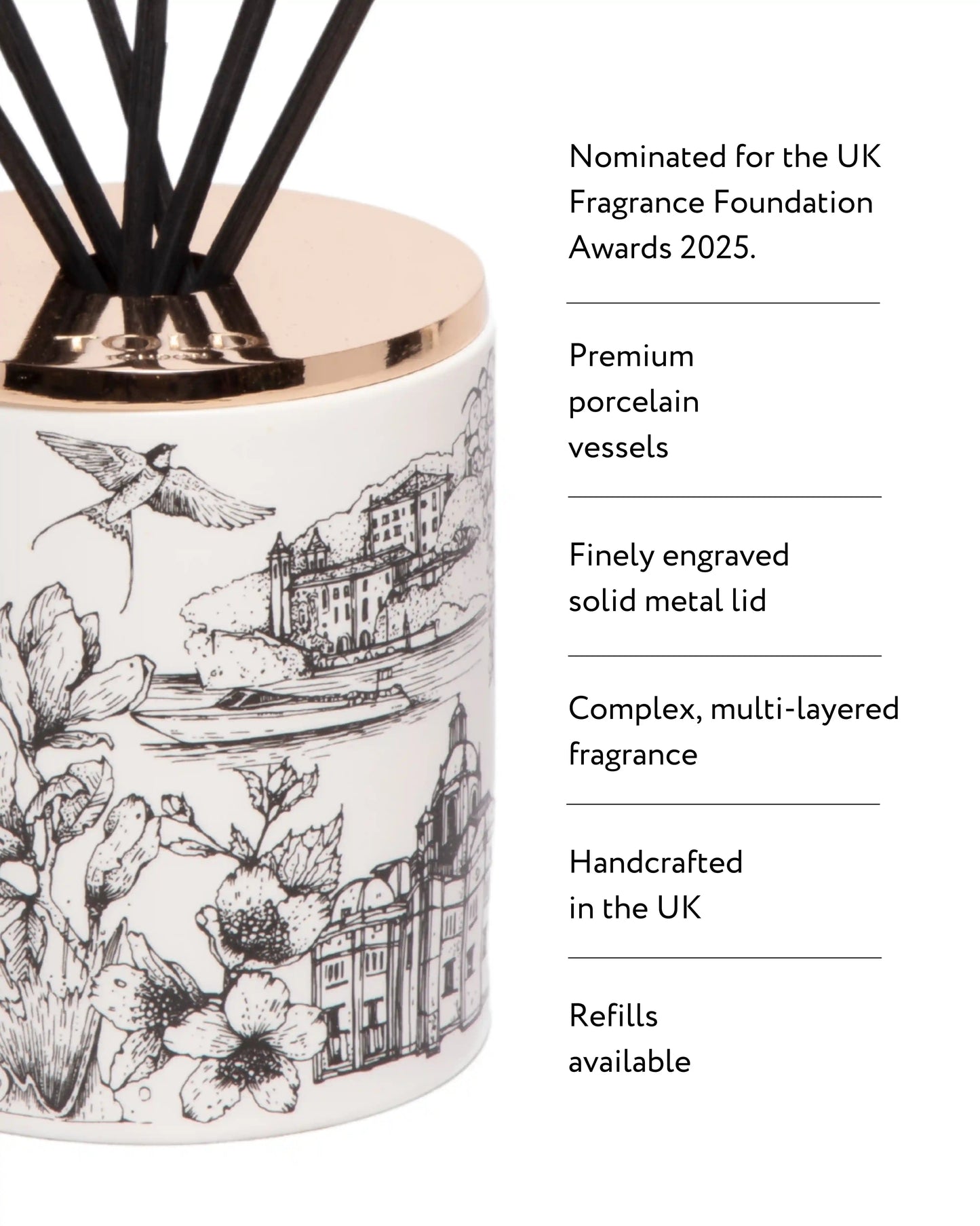 Dancing Light, Lake Como Diffuser, 200ml Told London