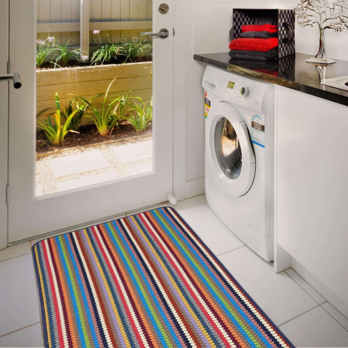Washable Multicolour Stripe Mats| 111 The Rugs
