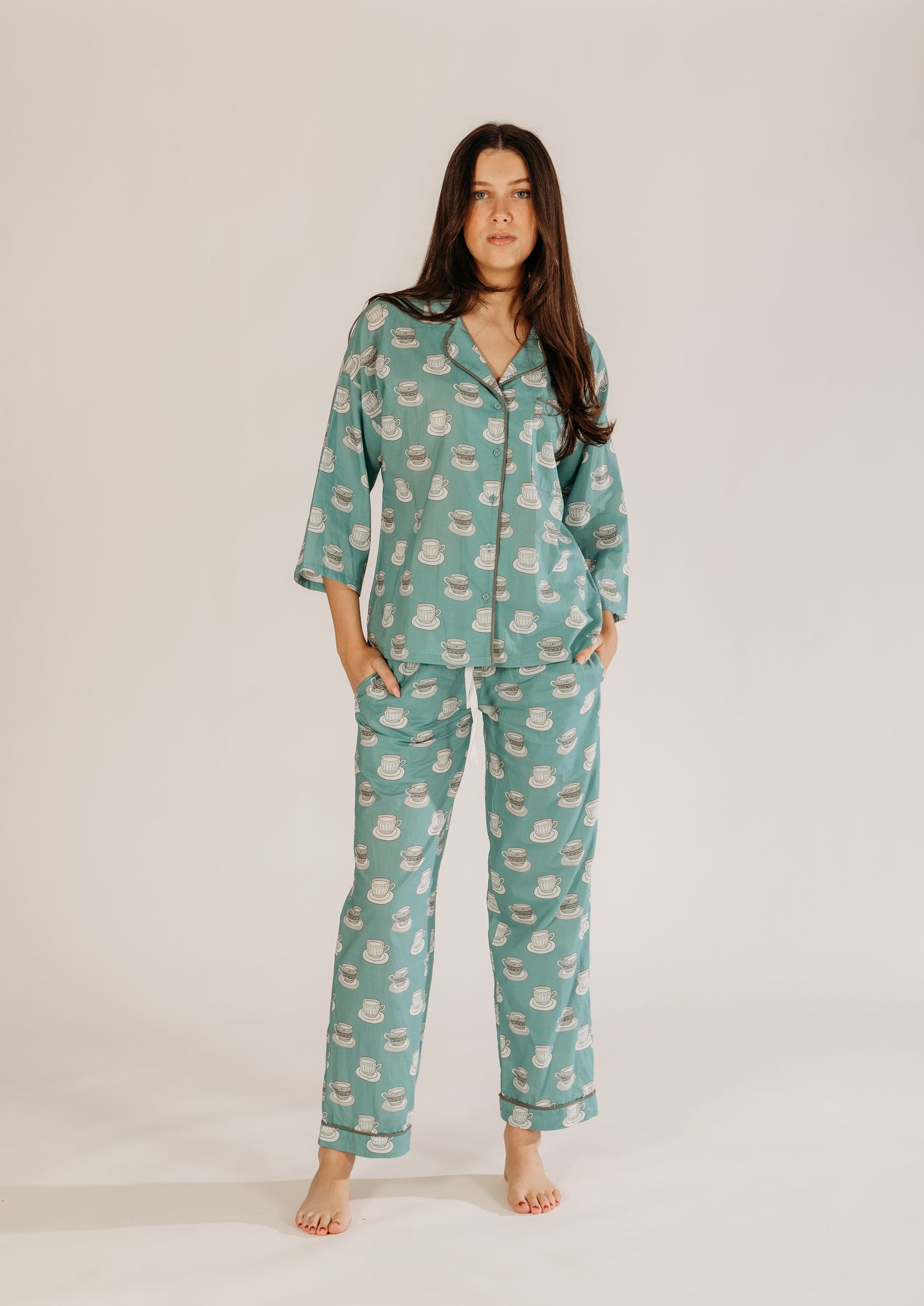 Aqua Chai Print Pyjamas Naree Clothing