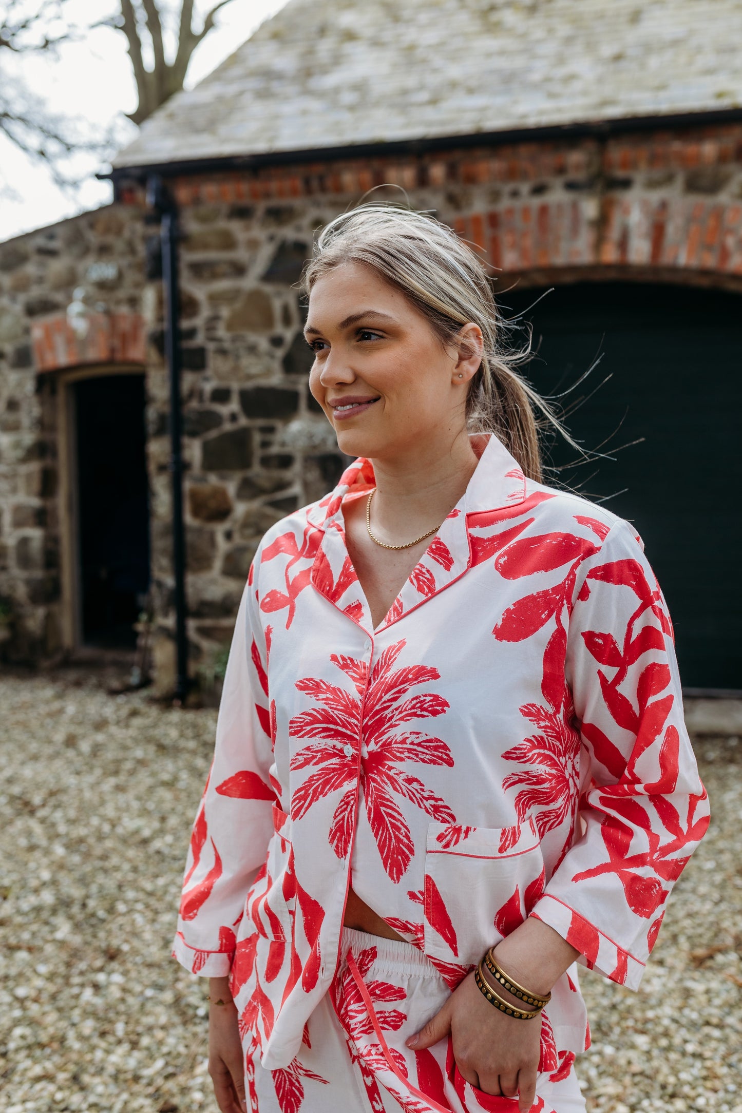 Pink Palm Tree Organic Cotton Pyjamas Naree Clothing