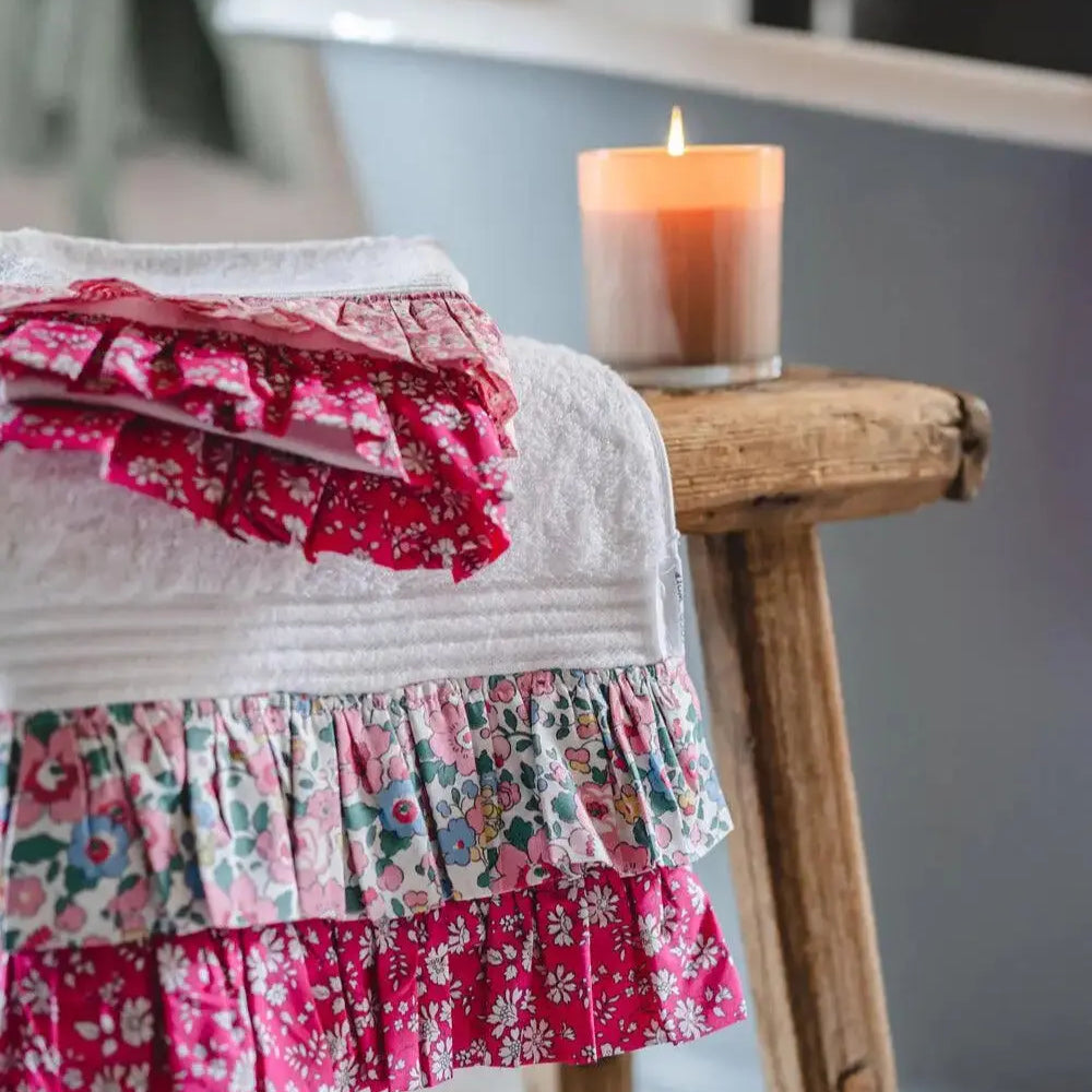 Coco & Wolf MITSI VALERIA & CAPEL FUCHSIA PINK Liberty Ruffle Edge Towel