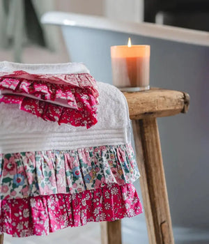 Coco & Wolf MITSI VALERIA & CAPEL FUCHSIA PINK Liberty Ruffle Edge Towel