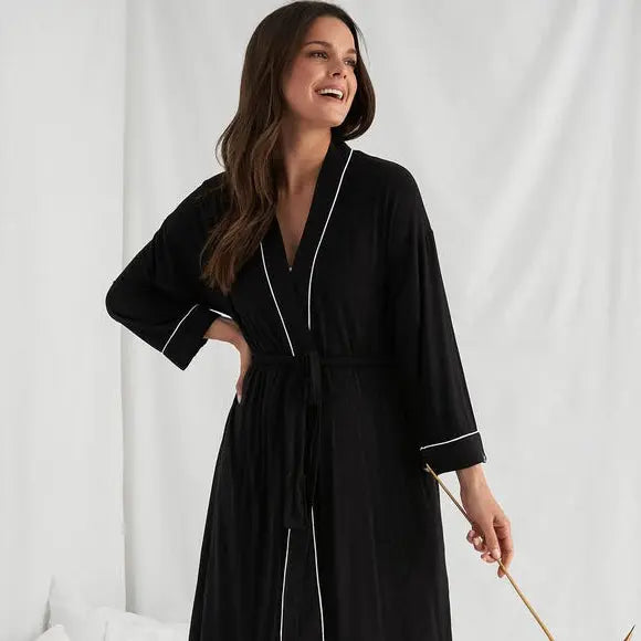 Black Dressing Gowns & Robes Myza