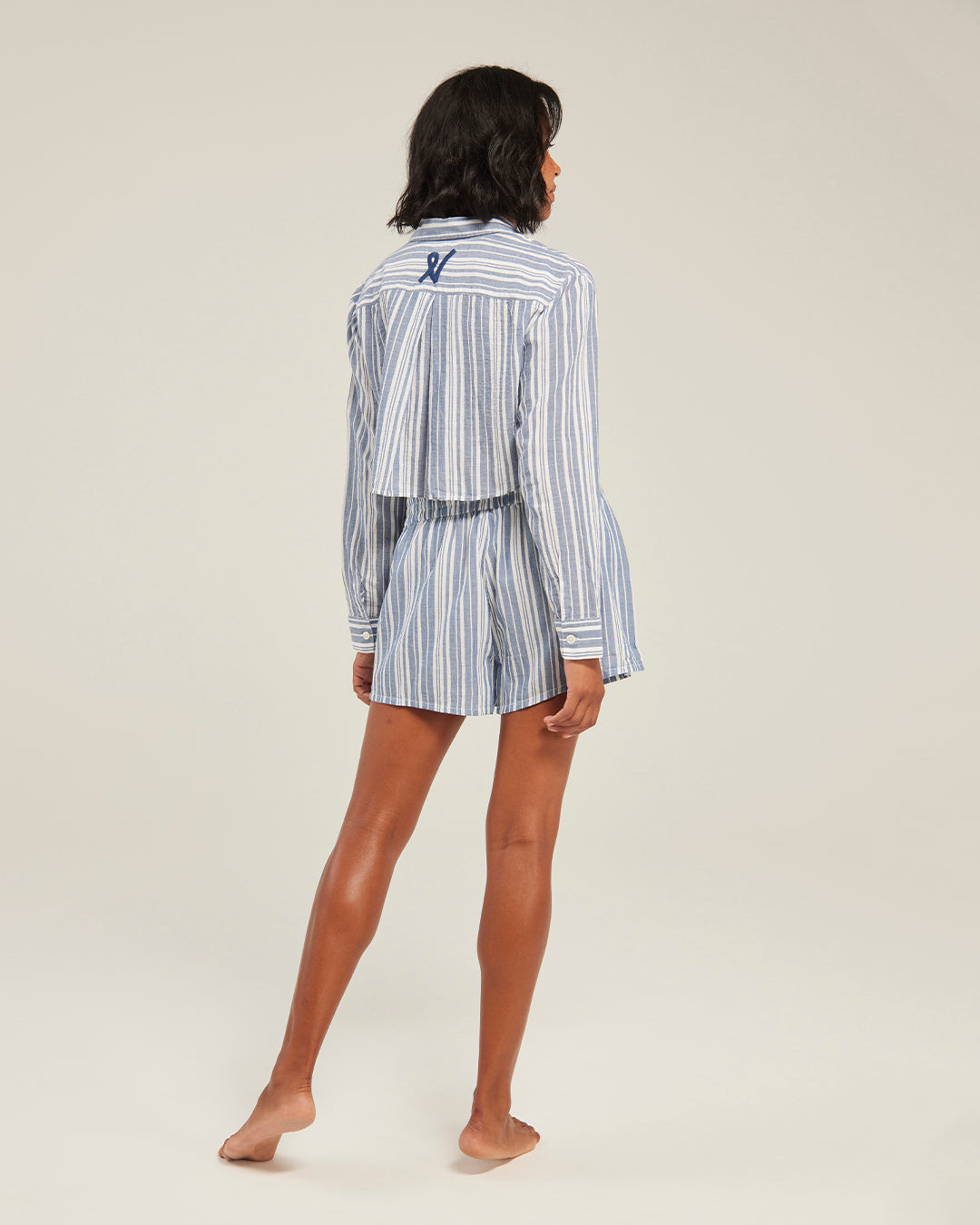 The Cropped Shirt - French Navy Stripe Nudea