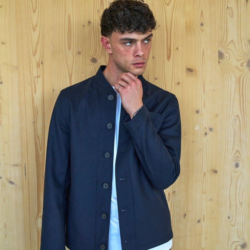 Aldgate Shacket - Navy Wool Wear London