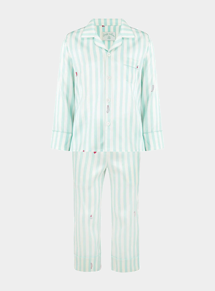Teddy Glacier Stripe Boys Silk Pyjama Set