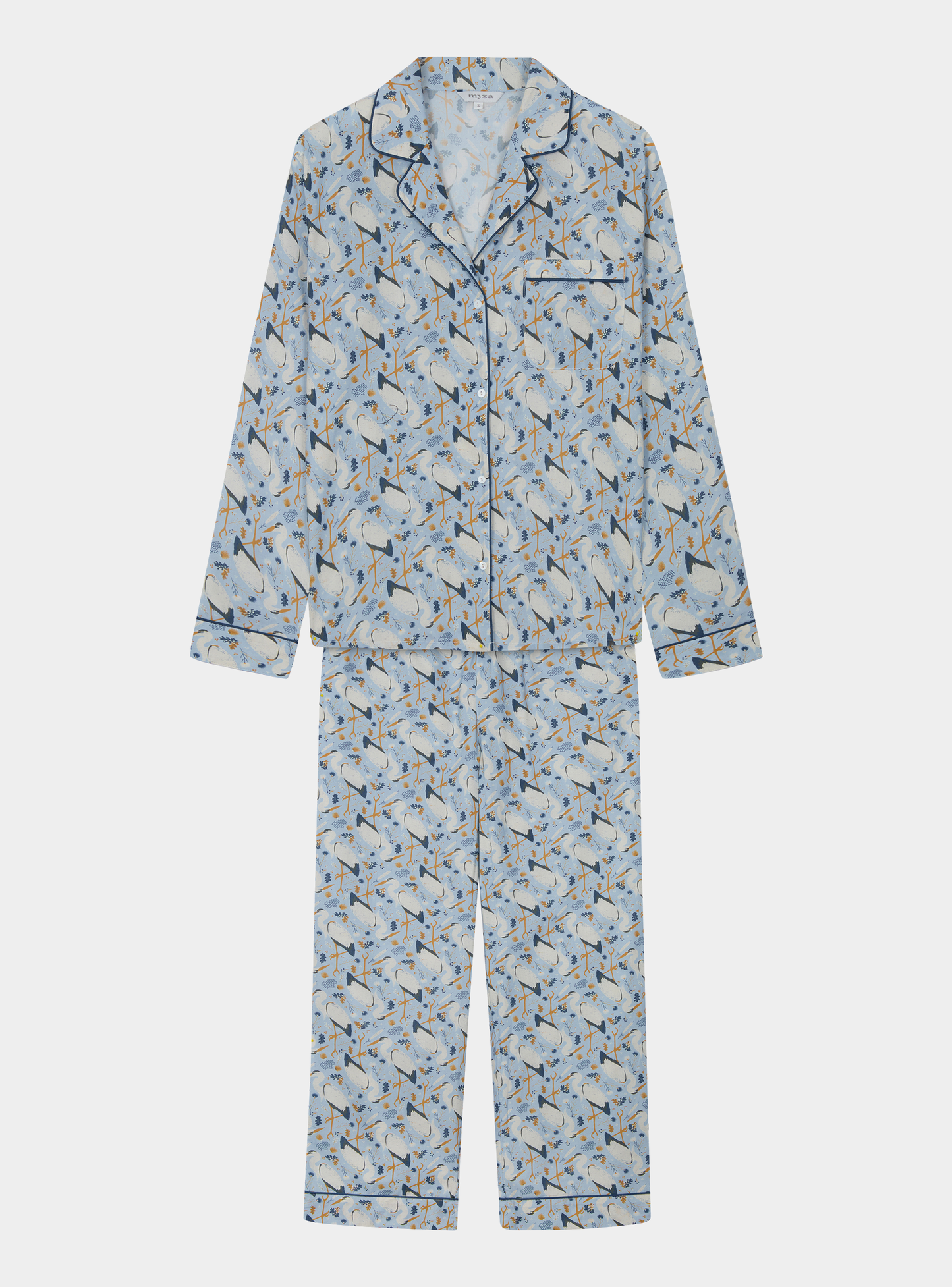 Herons on Blue Women's Cotton Pyjama Trouser Set