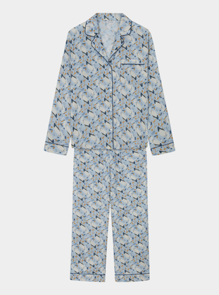 Herons on Blue Women's Cotton Pyjama Trouser Set