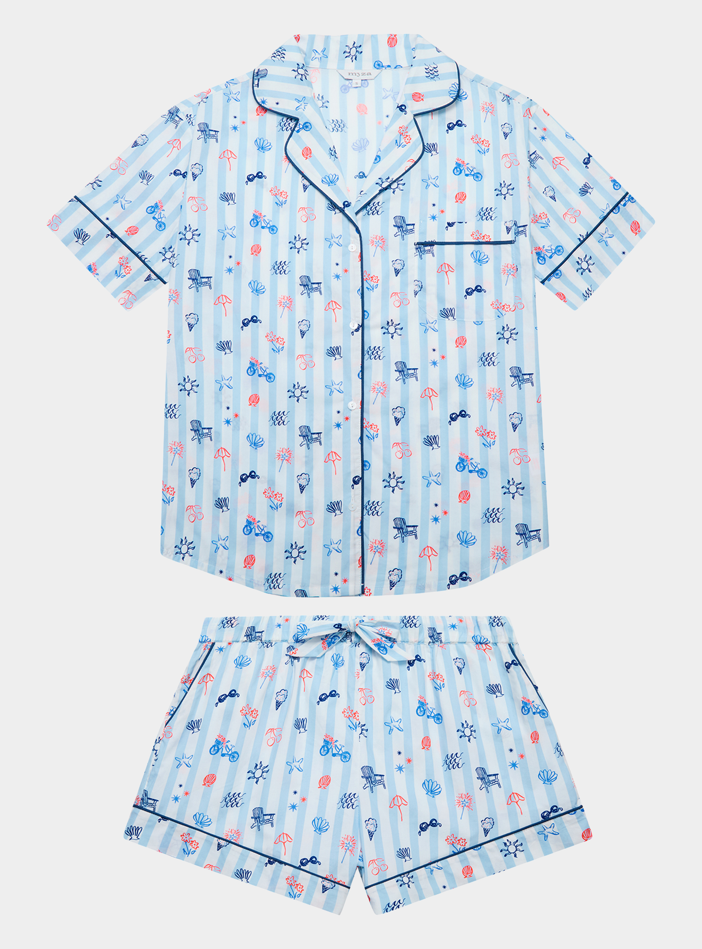 Travel Icons Women's Cotton Pyjama Short Set