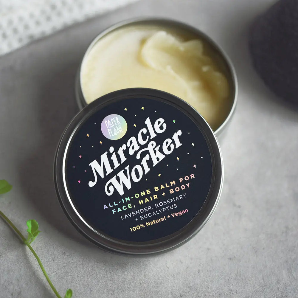 100% Natural Miracle Worker Vegan All-In-One Balm for Face, Hair and Body Paper Plane