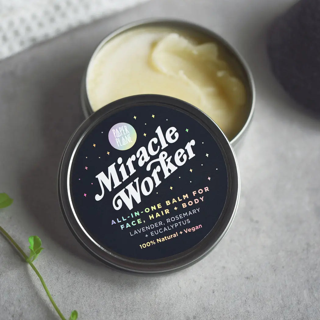 100% Natural Miracle Worker Vegan All-In-One Balm for Face, Hair and Body Paper Plane