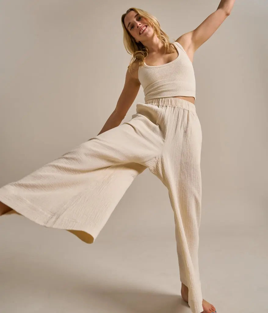 100% Organic Cotton Gauze Wide Leg Yoga Pant - Various Colours BAM Clothing