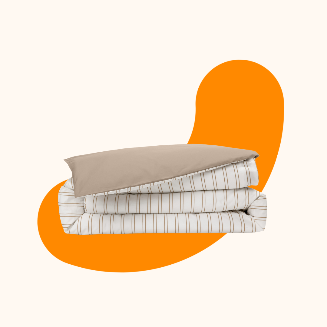 Emma Fresh Percale Duvet Cover 200 Thread Count - Beige Straps & Beige by Emma