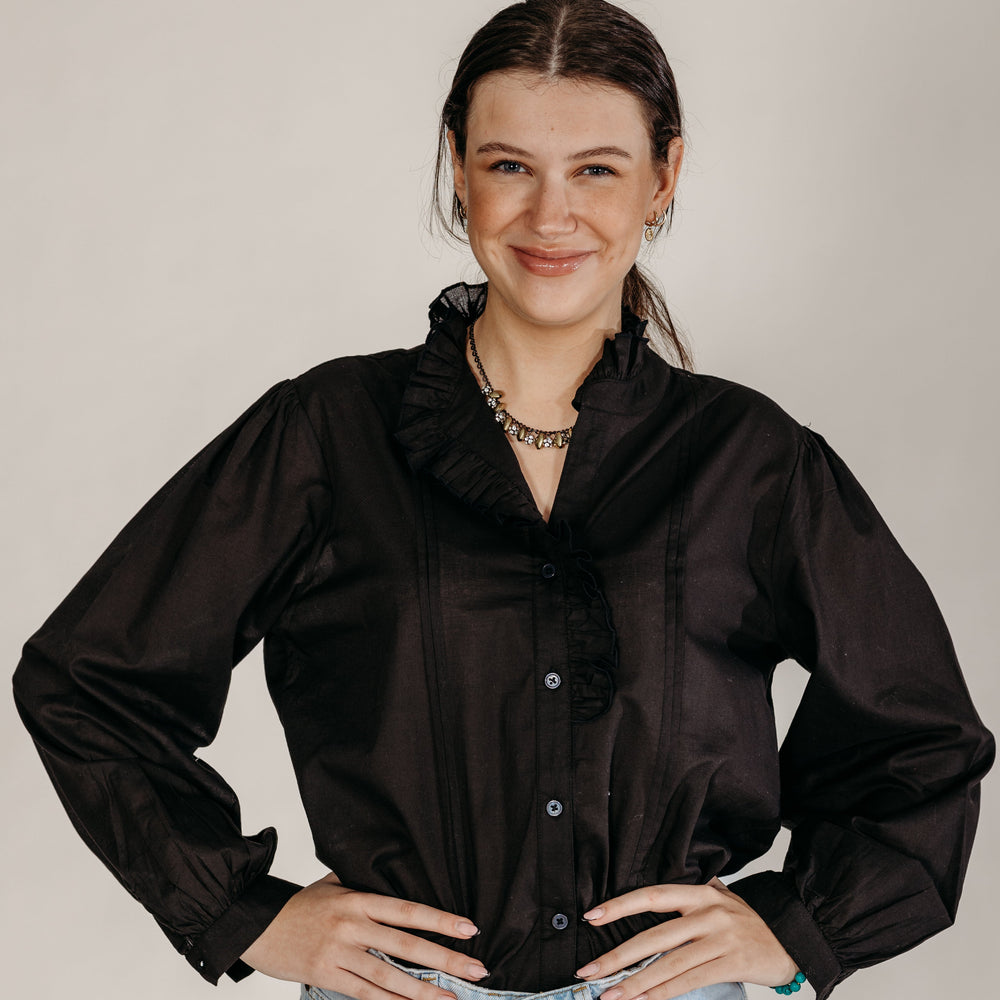 Ashvi Black Cotton Blouse Naree Clothing