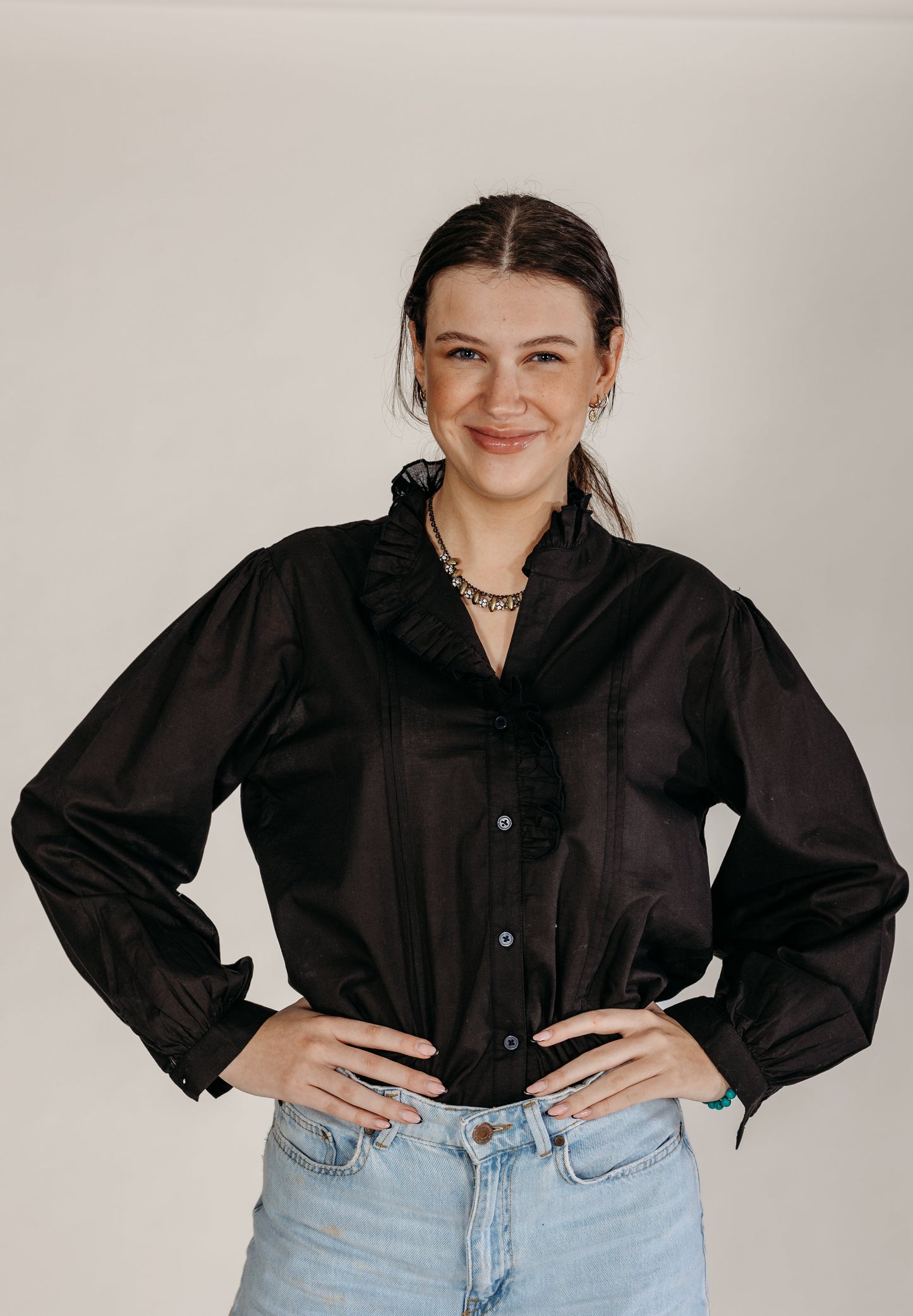 Ashvi Black Cotton Blouse Naree Clothing