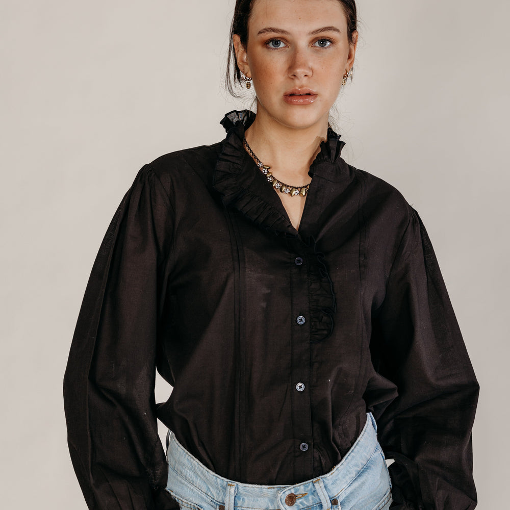 Ashvi Black Cotton Blouse Naree Clothing