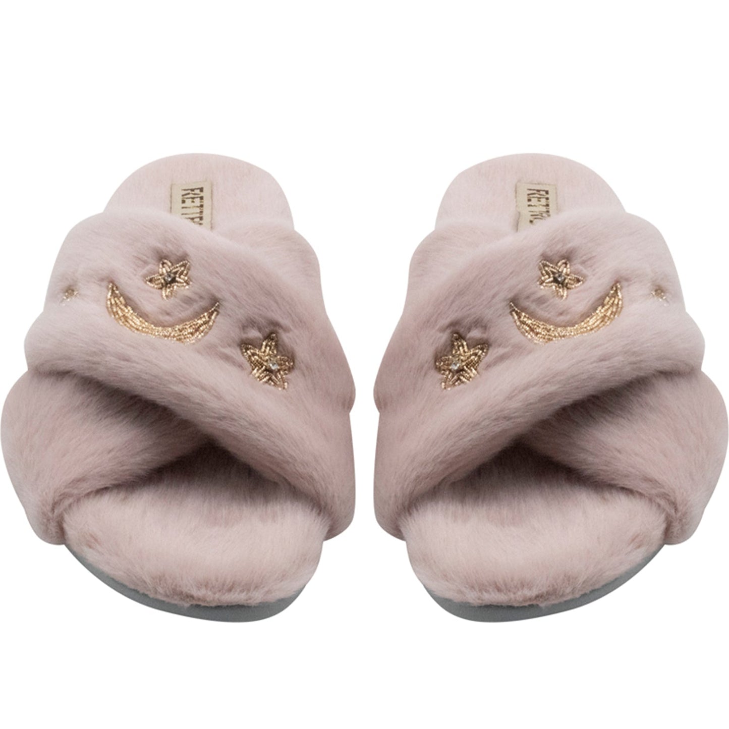 Isabel Dusky Pink Luxury Plush Diamanté Embellished Handmade Slipper Rettrose