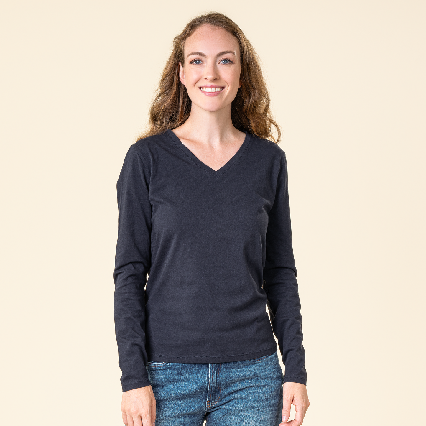 Organic Long Sleeve V-neck: Womens Earth Wardrobe
