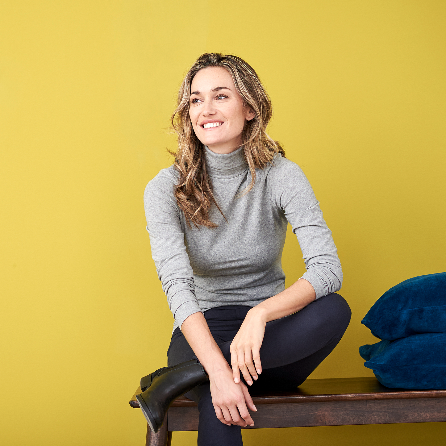 Organic Long Sleeve Stretch Turtleneck T-shirt: Womens Earth Wardrobe