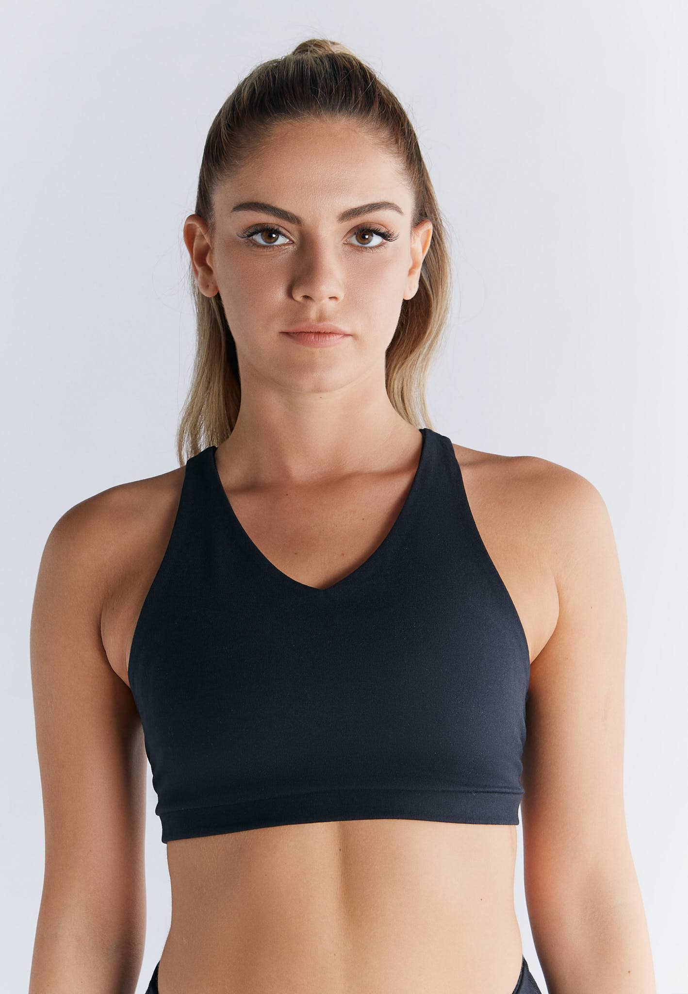 Organic Cotton & Recycled Elastane Padded V-neck Sports Bra Earth Wardrobe