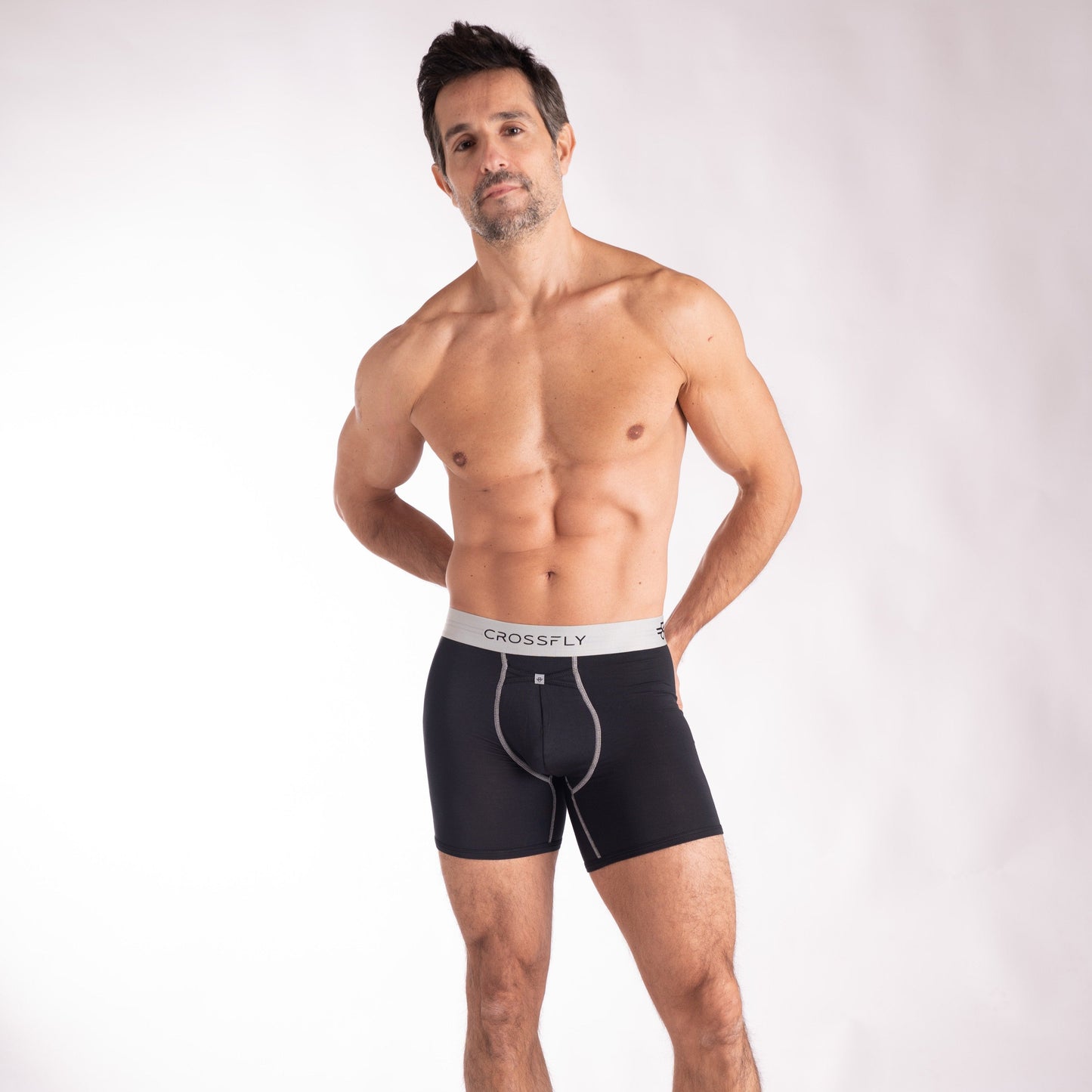 3-pack: IKON X Men's 6" Boxers - Black/Silver Crossfly