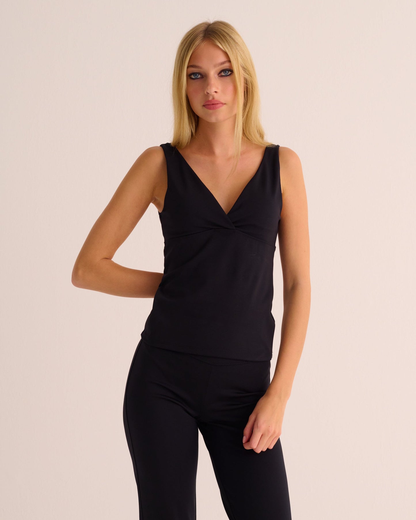 Black Soft-sculpt Stretch Wrap Top MAMU Dream