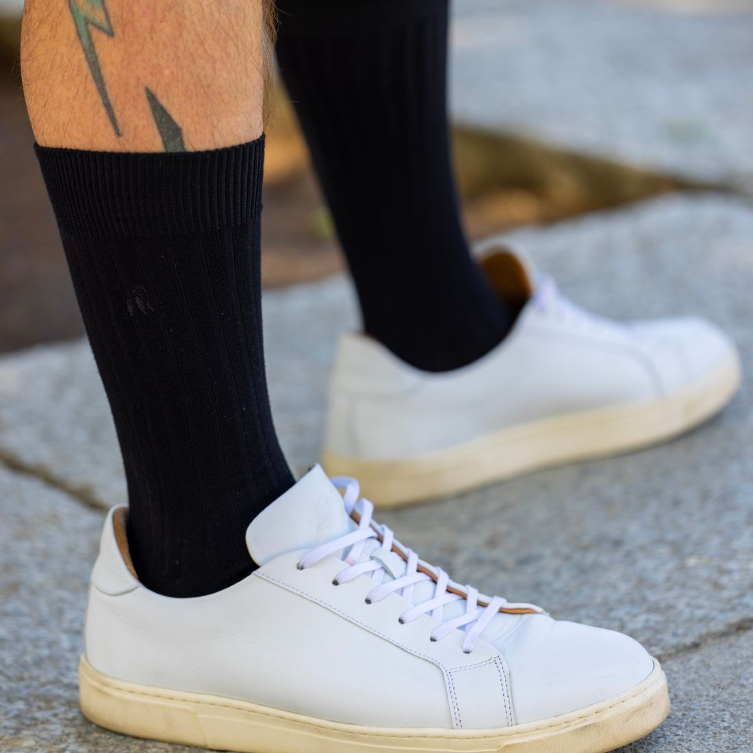 Jet Black Bamboo Socks (Comfort Cuff) Swole Panda