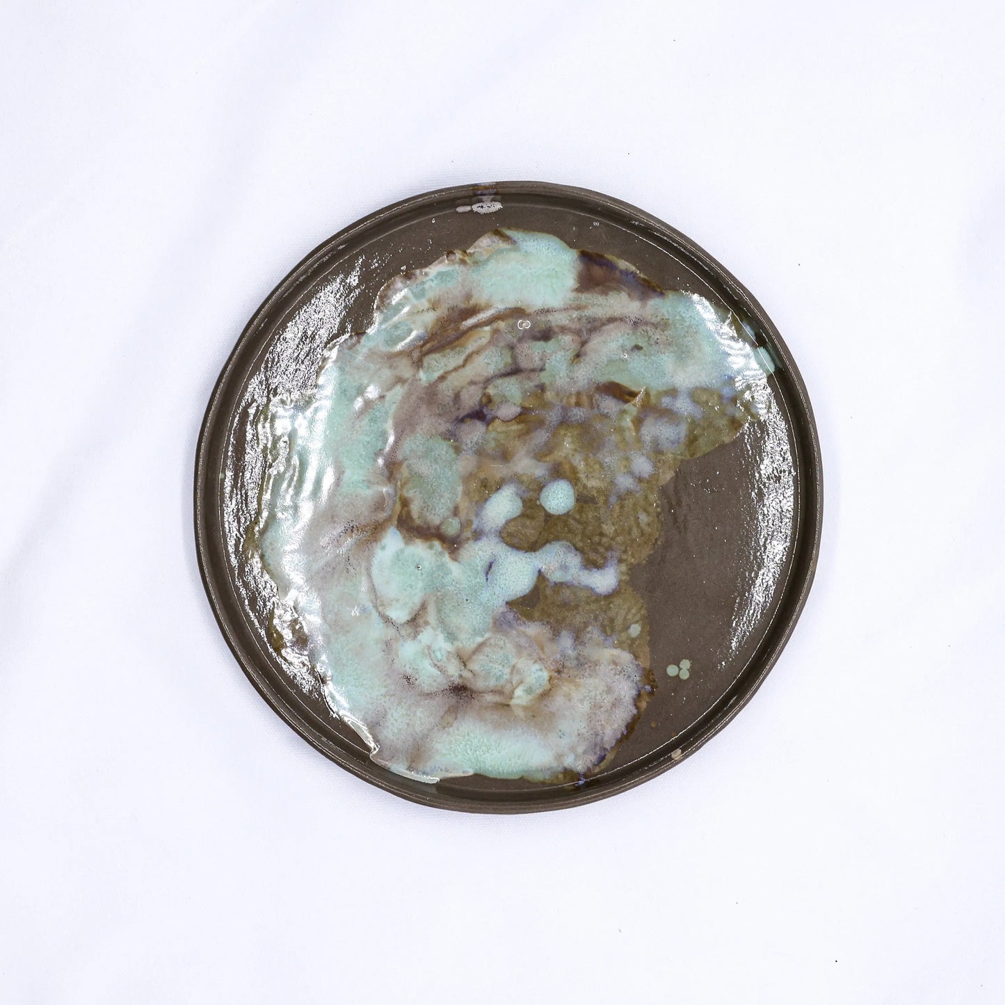 27 cm Pure White Smoked Grey Large Stoneware Handmade Ceramic Dinner Plate Ribera Handmade Ceramics