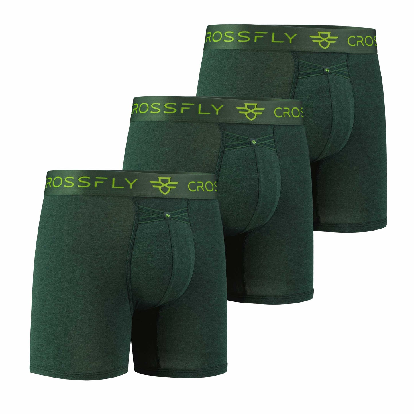 3-Pack: IKON Men's 6" Boxers - Green Marle Crossfly