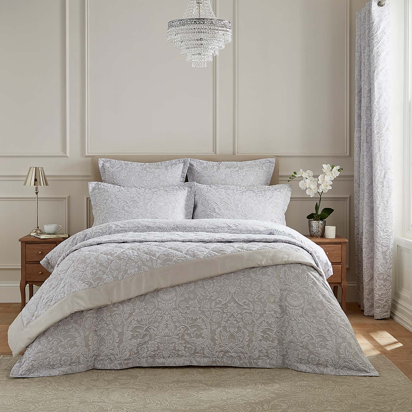 Dorma Winchester Jacquard Grey Duvet Cover Dunelm