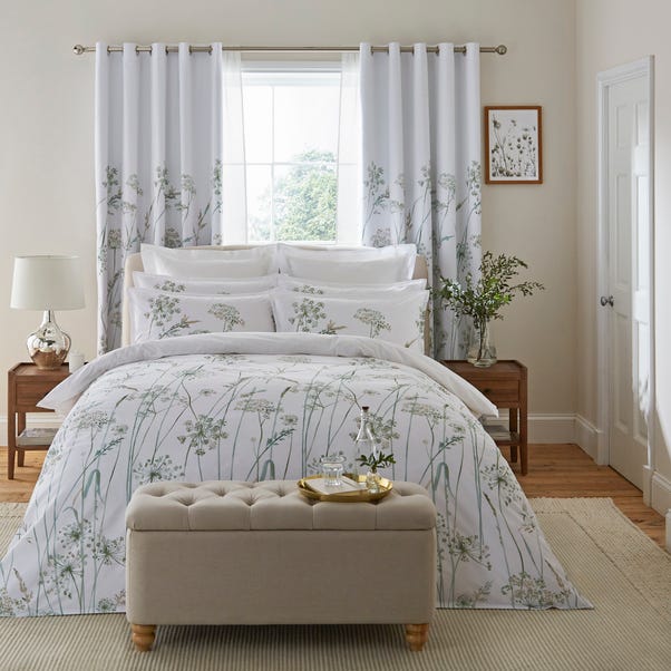 Powder Green Dorma Purity Meadow 100% Cotton Duvet Cover and Pillowcase Set Dunelm