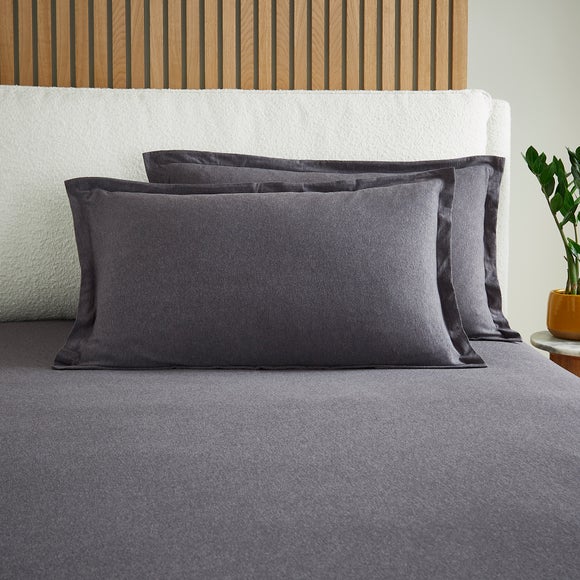 Elements 100% Cotton Jersey Plain Oxford Pillowcase​ - Graphite Grey
