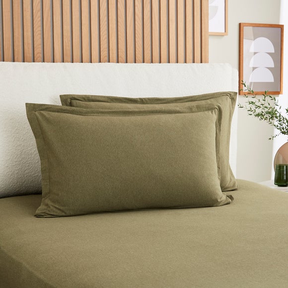 Elements 100% Cotton Jersey Plain Oxford Pillowcase​ - Olive Green
