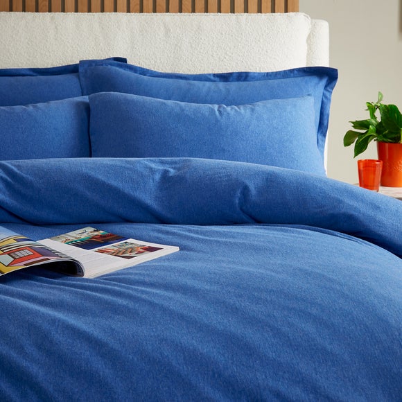Elements 100% Cotton Jersey Plain Duvet Cover & Pillowcase Set​ - Classic Blue
