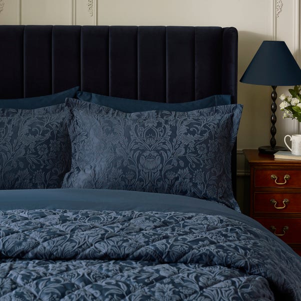 Navy Dorma Winchester Duvet Cover and Pillowcase Set Dunelm