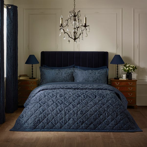 Navy Dorma Winchester Bedspread Dunelm