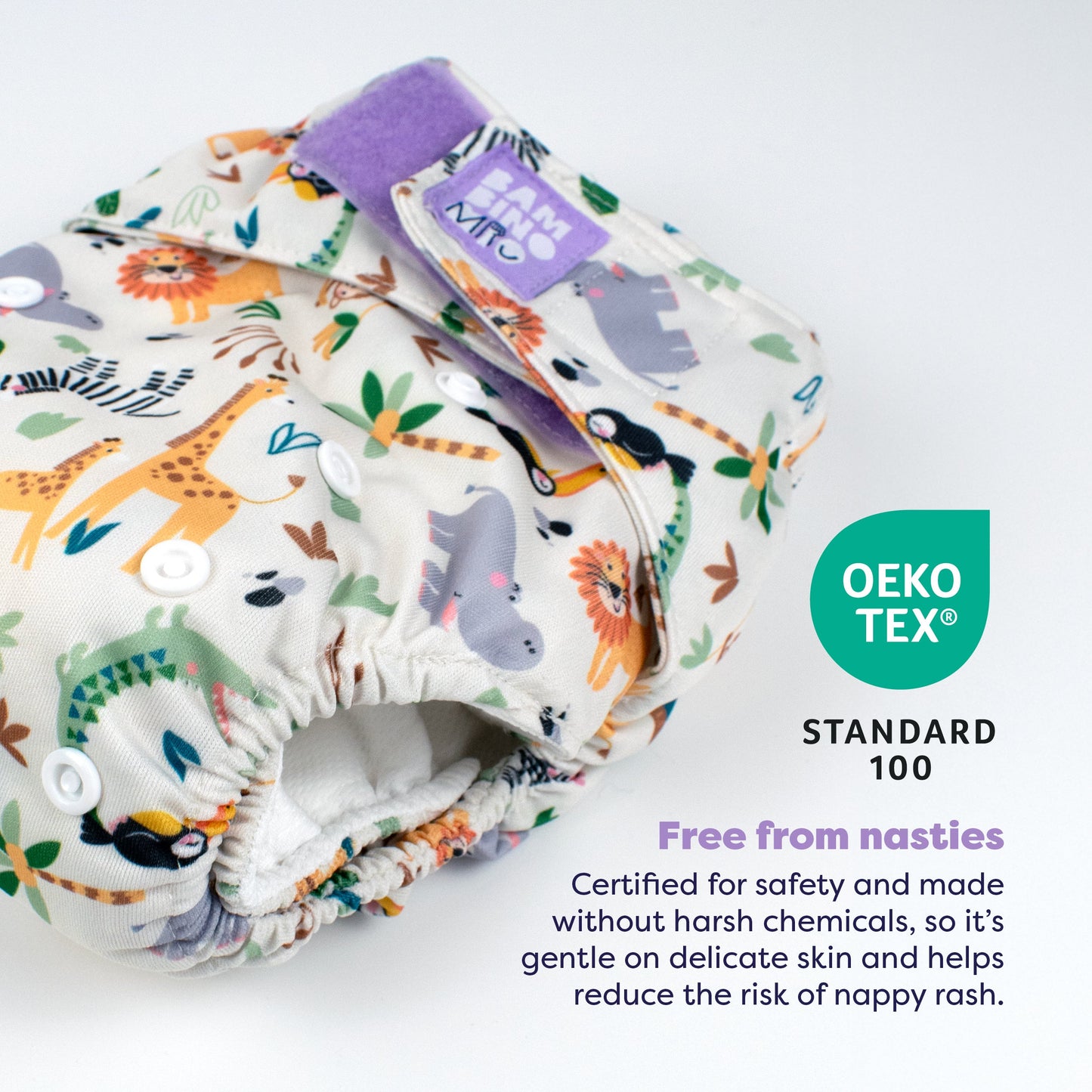Revolutionary Reusable Nappy in Safari Squad Bambino Mio (UK)