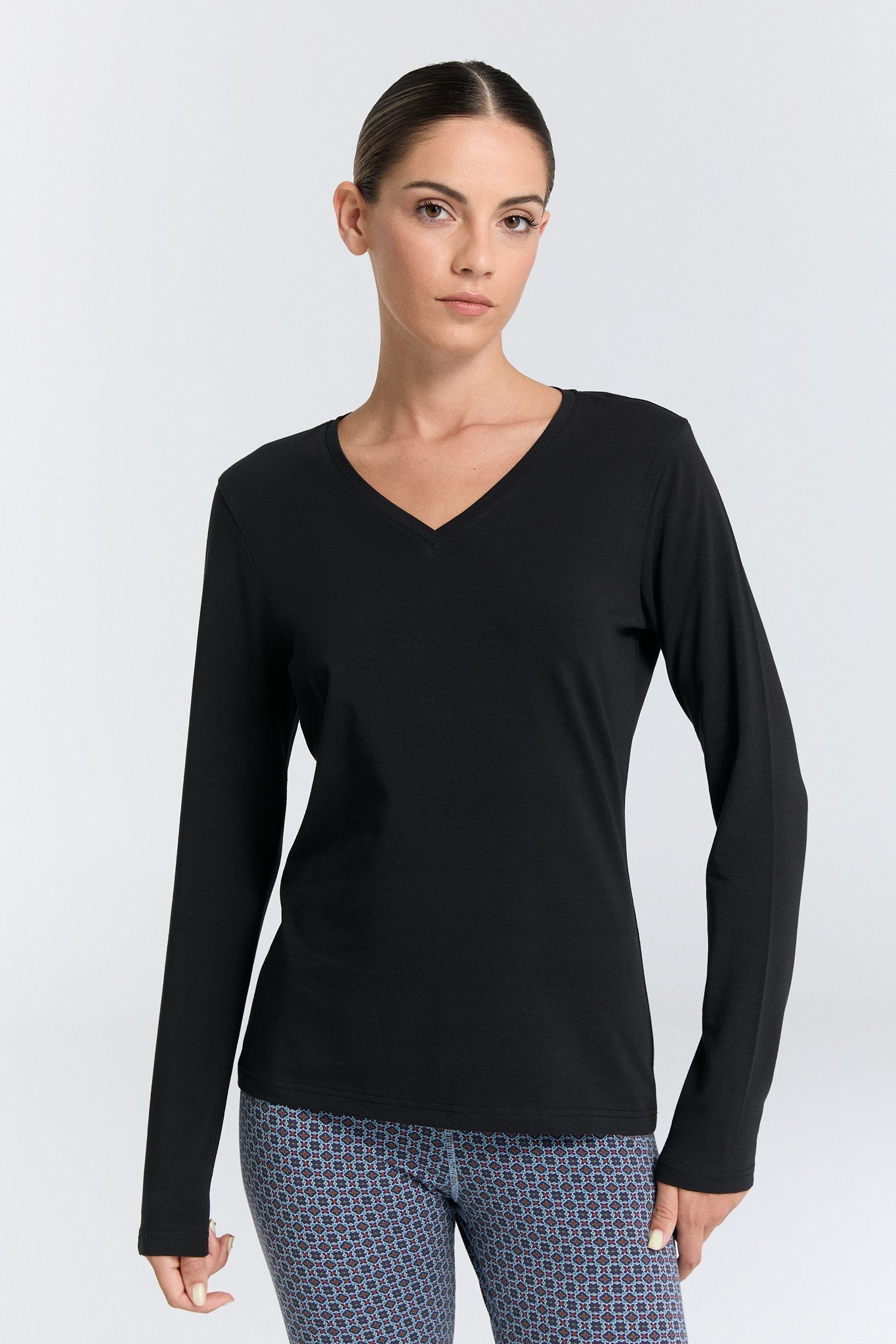 Organic Stretch Long Sleeve V-neck: Womens Earth Wardrobe