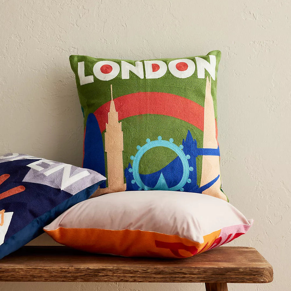 London Needlepoint Cushion The Pillow Drop