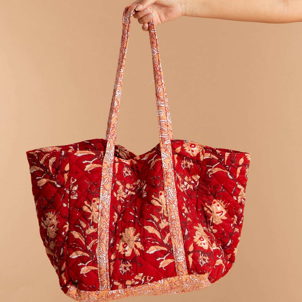 Red Rubra Cotton Tote Bag inara
