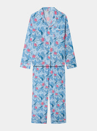 Blue Parrots Women's Long Sleeve Cotton Pyjama Trouser Set