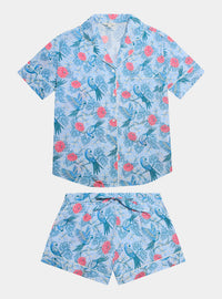 Blue Parrots Women's Short Sleeve Cotton Pyjama Short Set